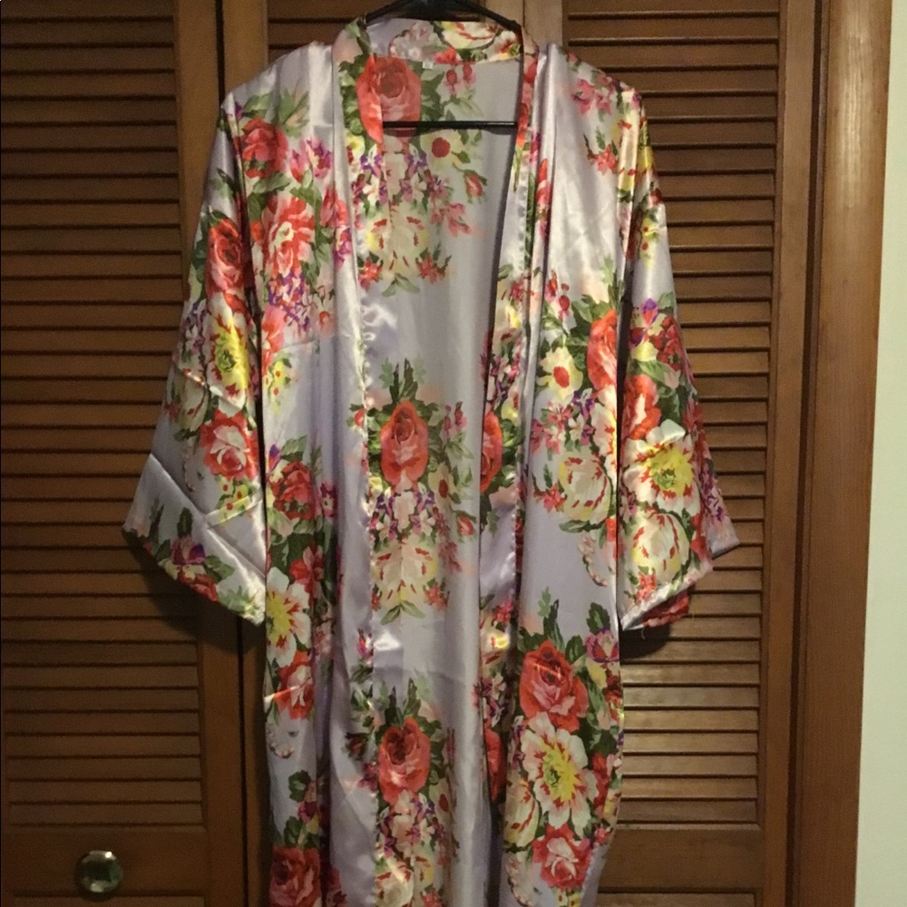Silk floral bridal robe